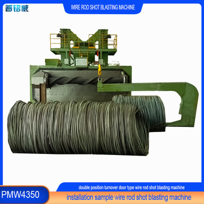 Wire Rod Coil Shot Blasting Machine 0,2-0,3% Drahtverlust und 4,35 m Kantelier Mandrellänge