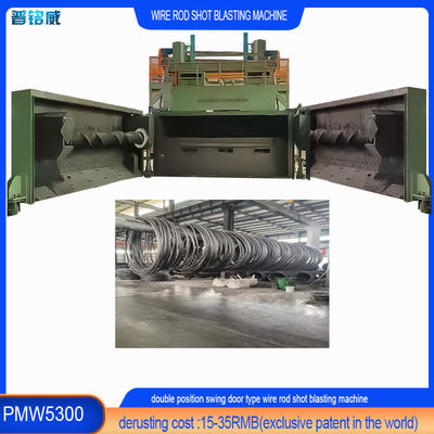 Hohe Reinheit Drahtstange Spirale Schuss Sprengreinigungsmaschine in grüner Farbkammer Schale