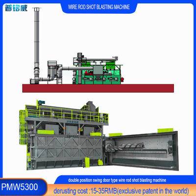 Wire Rod Coil Shot Blasting Machine für kohlenstoffarmen Stahl mit 15-35 RMB/T Derusting Kosten