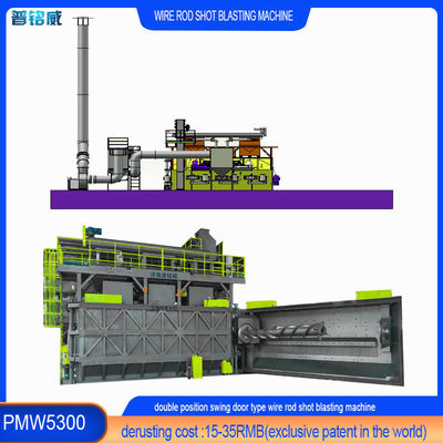 Wire Rod Coil Shot Blasting Machine für kohlenstoffarmen Stahl mit 15-35 RMB/T Derusting Kosten