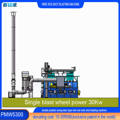 Wire Rod Coil Shot Blasting Machine Dual Swing Door Struktur 30kw/Set Triebkopf Leistung