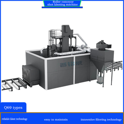 Schussblasmaschine für die optimale Oberflächenvorbereitung mit Rollenförderer der Serie Q69