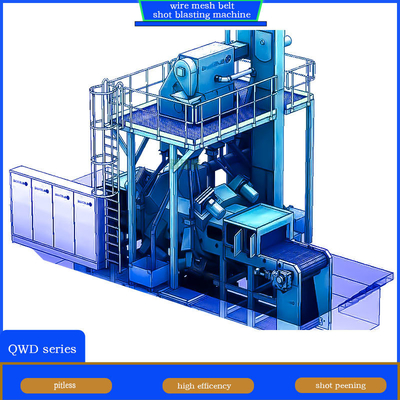 Automobilkomponenten Crawler Abrator Gelb und Blau Drahtnetz Gürtel Schussblasmaschine