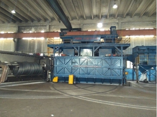 Schnelle Versanddaten Wire Rod Coil Shot Blasting Machine mit hoher Sauberkeit und Automatisierung