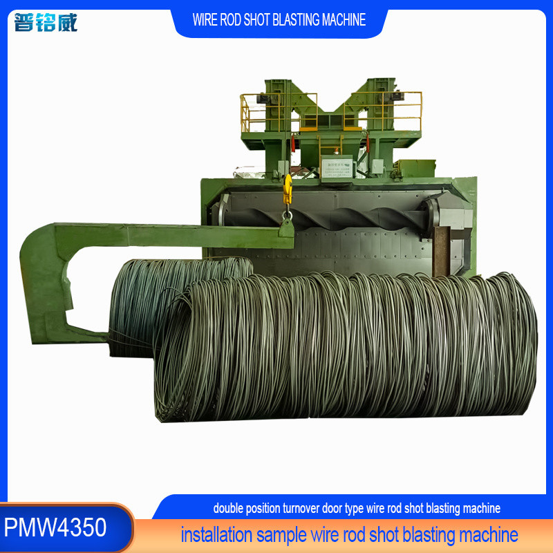 Wire Rod Coil Shot Blasting Machine 0,2-0,3% Drahtverlust und 4,35 m Kantelier Mandrellänge