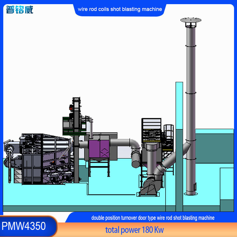 Doppelposition Drahtstange Spirale Shot Blasting Machine mit 30kw/Set Impeller Kopf Leistung