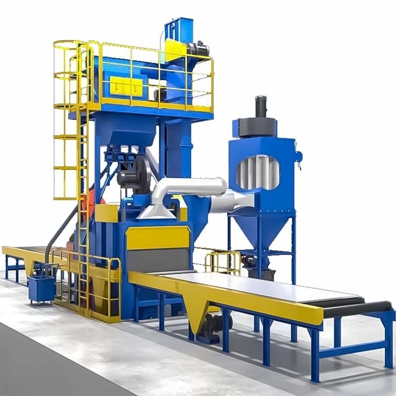 4*11kw Impeller Head Power Crawler Abrator für Blechplatten im Rollenförderkonzept