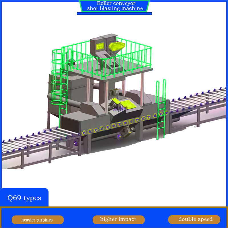 Leistungsfähiger Impellerkopf 4*11kw Rollerförderer Schussblasmaschine für Profilstahl