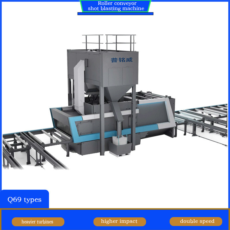 Gelbe und blaue Rollenfördermaschine zur Oberflächenreinigung von Stahlplatten
