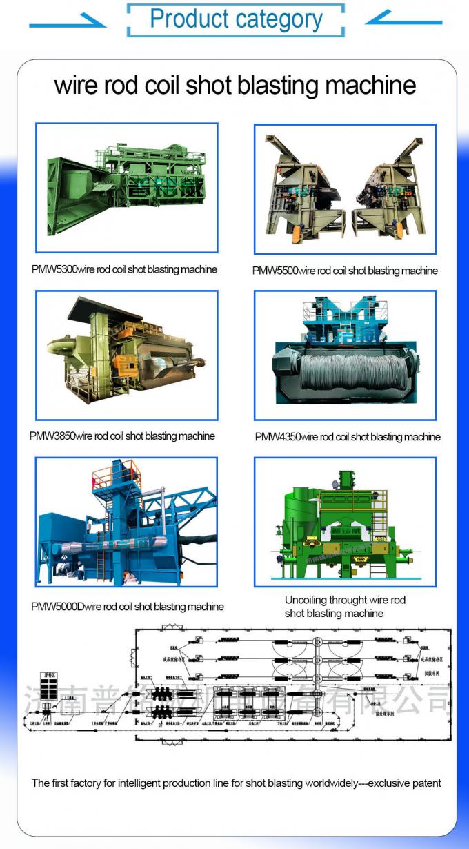 The World′s Only Retractable Wire Rod Coil Shot Blasting Machine From Pumingwei