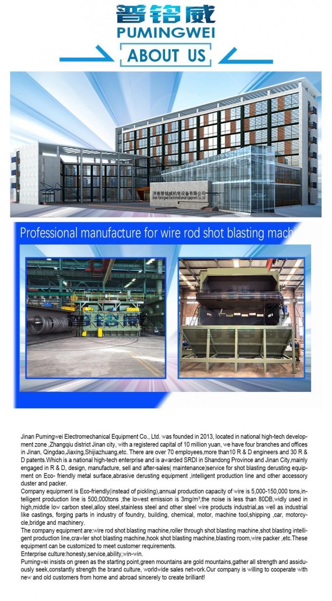 The World′s Only Retractable Wire Rod Coil Shot Blasting Machine From Pumingwei